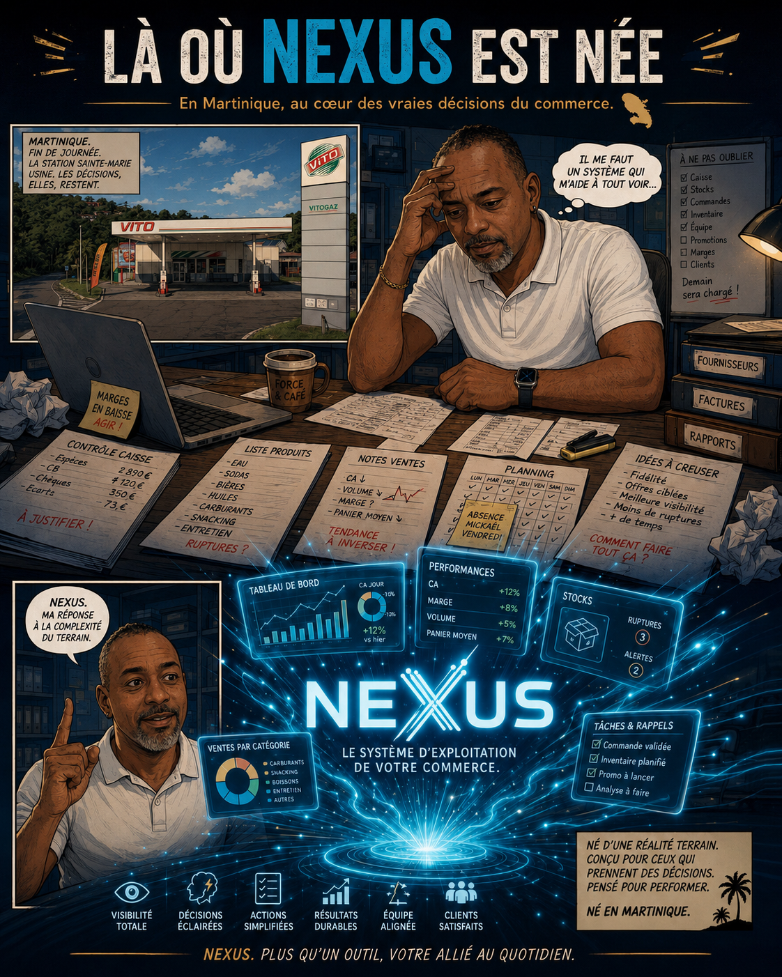 Là où NEXUS est née — en Martinique, au cœur des vraies décisions du commerce
